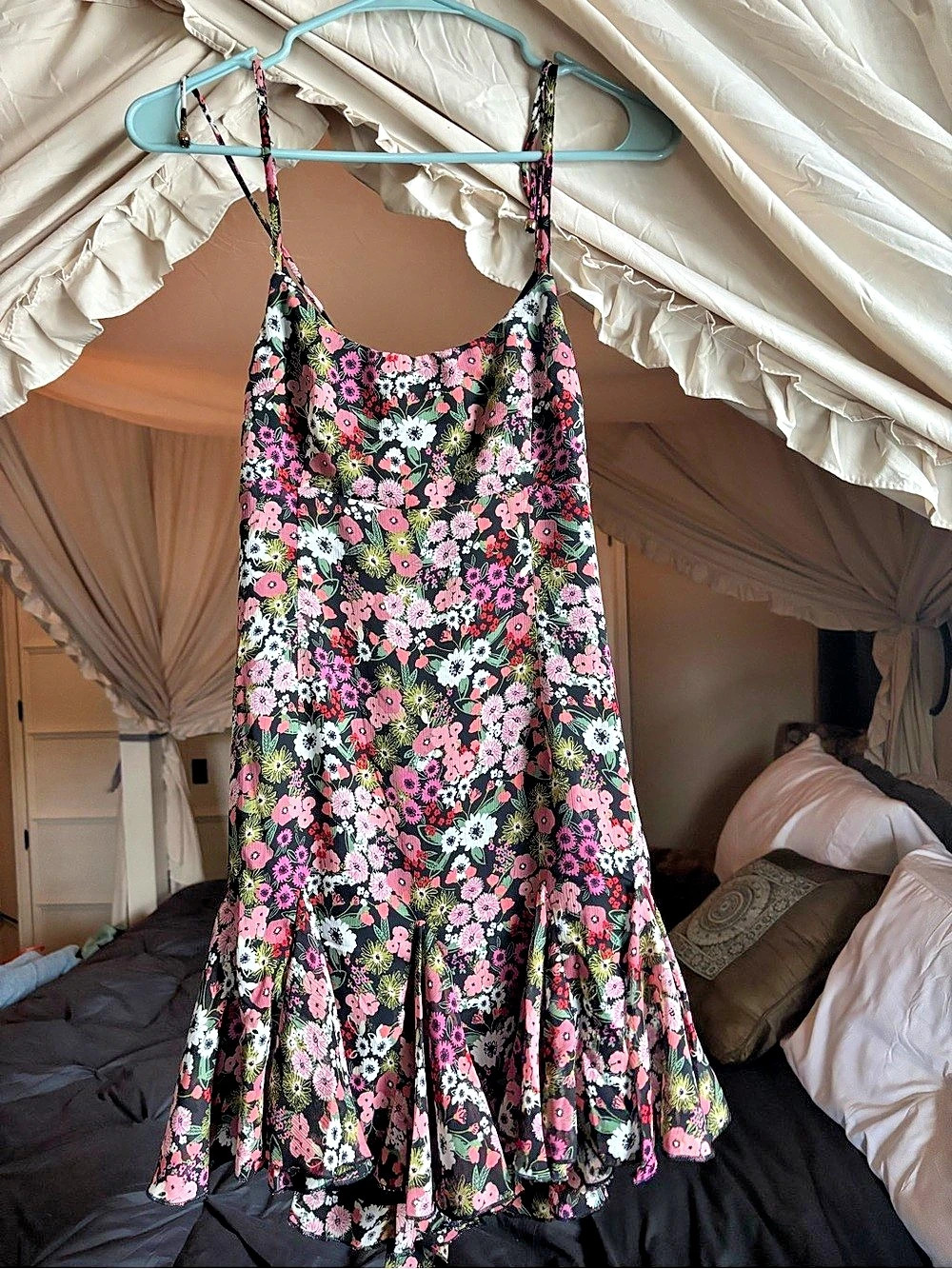 Floral Maxi Dress in Black & Pink Like New